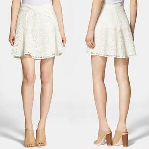 The Kooples Lace and Leather Skirt - Ivory